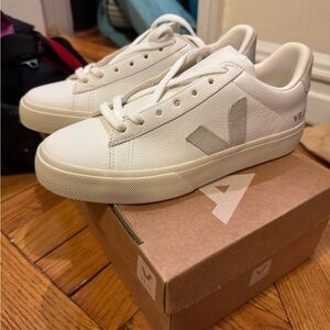 Veja Cream and Gray Sneakers